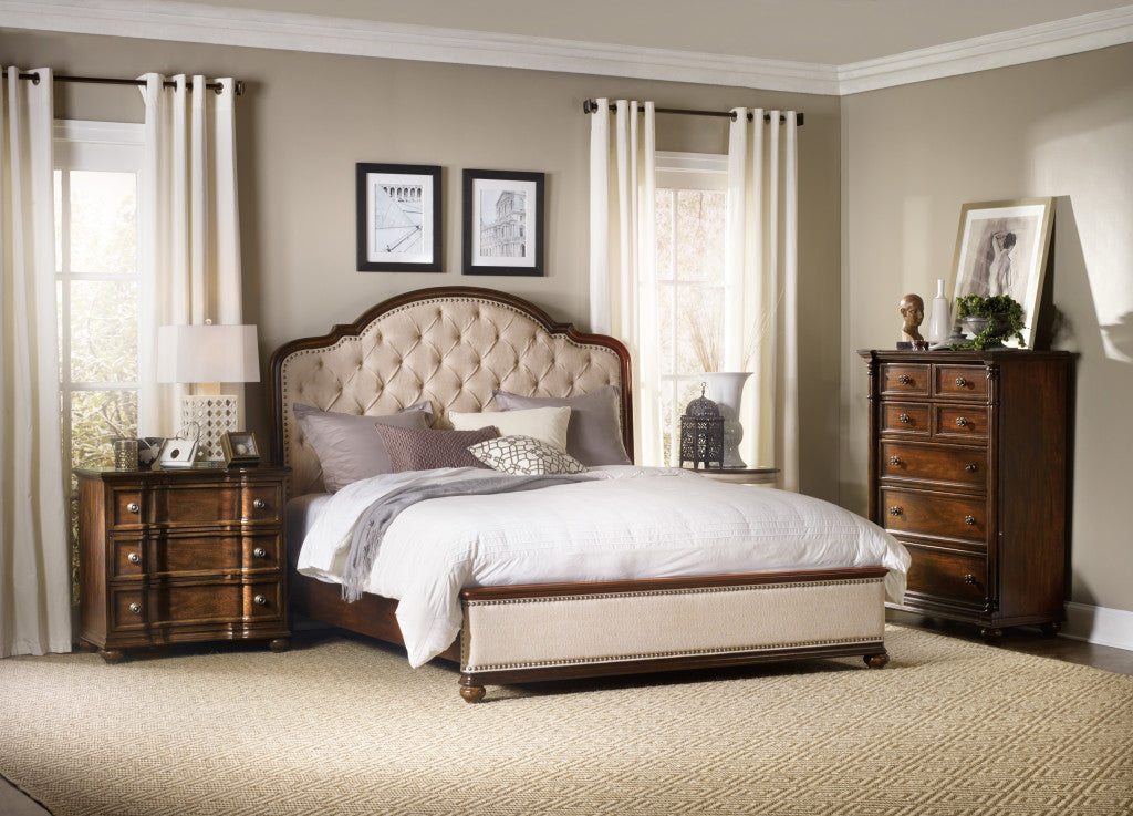 Leesburg California King Upholstered Bed with Wood Rails