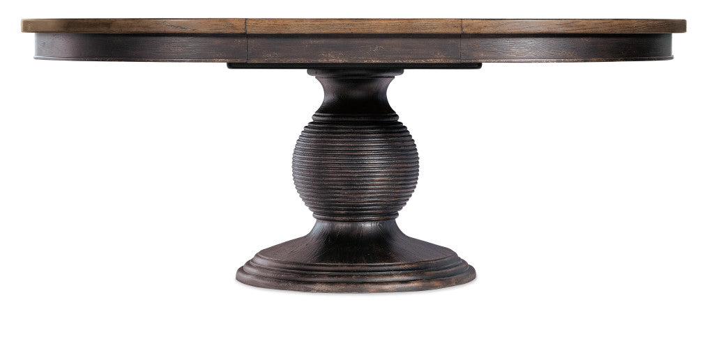 Americana Round Pedestal Dining Table with 1-22in Leaf