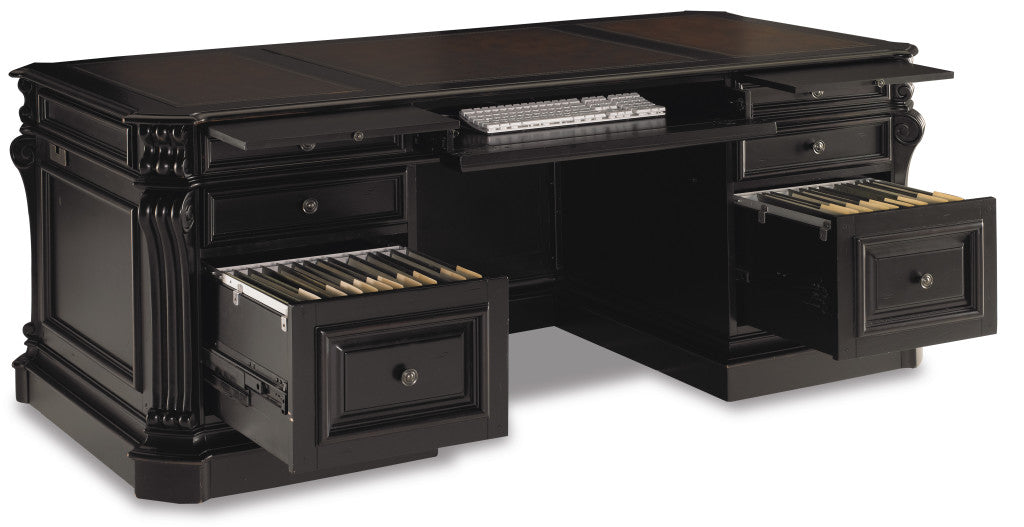 Telluride 76'' Executive Desk withLeather Panels