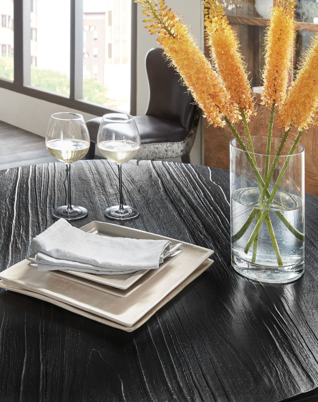 Chapman Shou Sugi Ban Petite Round Dining Table